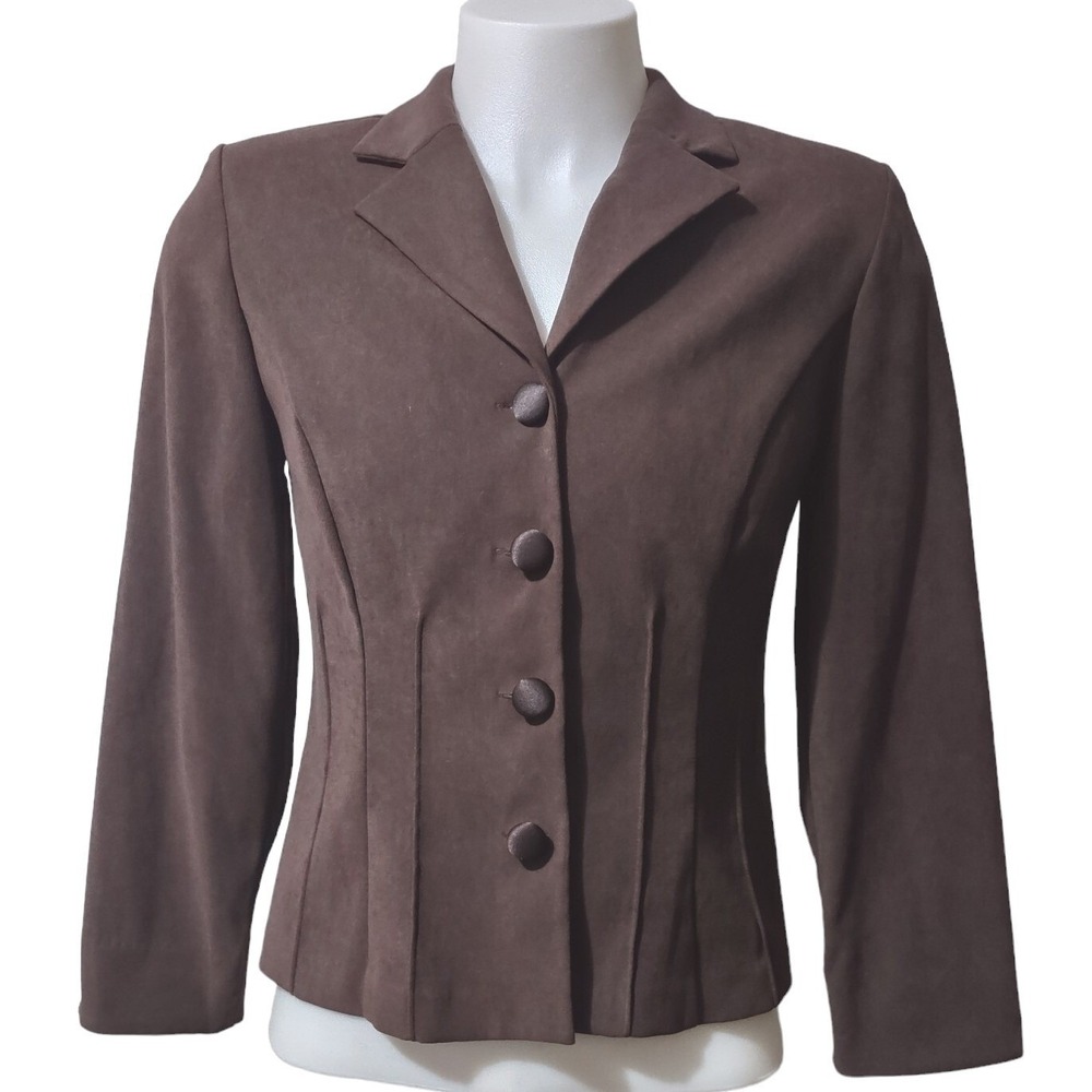 R&K Originals Blazer 10 Brn. Faux Suede Y2K Office Cabin Core Professional Retro